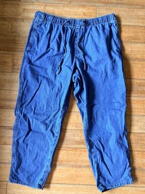 Drawstring Chambray Pull On Pants